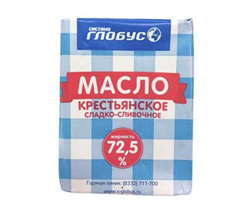 Масло сливочное крестьянское 72,5%, 180 г, БЗМЖ