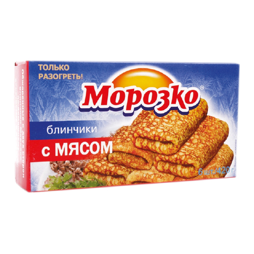 Блинчики Морозко с мясом, с мясом курицы, с мясом молодых бычков, 420 г