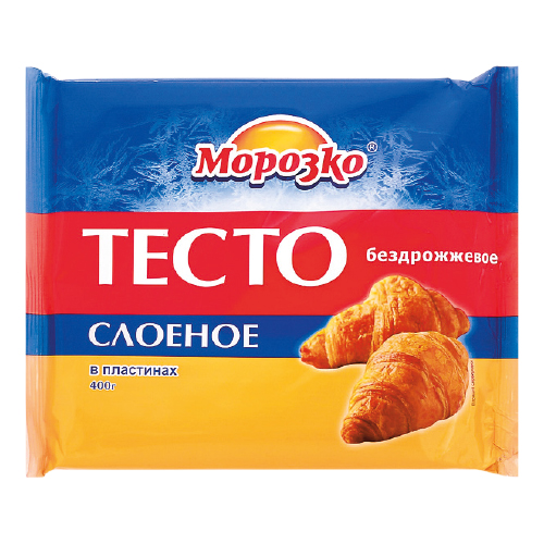 Тесто слоеное Морозко бездрожжевое, дрожжевое, 400 г