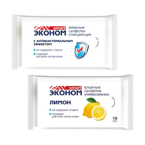 Салфетки влажные эконом смарт, 15 шт.