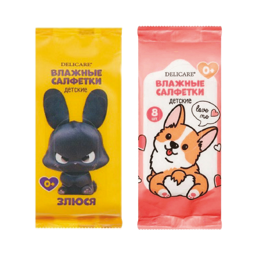 Салфетки влажные детские мини Delicare, 8 шт.