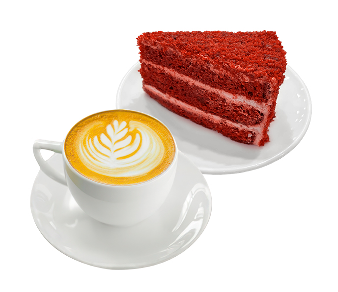 Кофе «Капучино», 150 мл + торт «Красный бархат», 145 гр