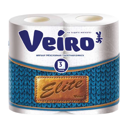 Бумага туалетная Вейро Элит, 3 слоя, 4 рулона
