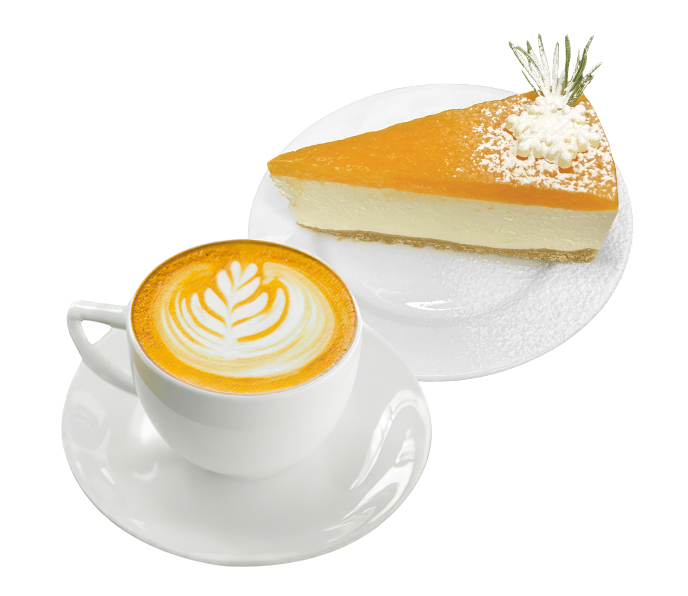 Кофе «Капучино», 150 мл + Чизкейк мандариновый, 170 гр