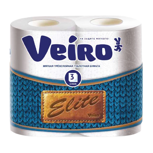Бумага туалетная Вейро Элит, 3 слоя, 4 рулона