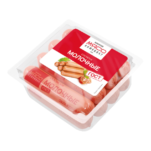 Сосиски молочные, 380 г, Кировский Мясокомбинат