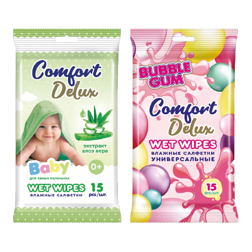 Салфетки влажные Комфорт Делюкс, 15 шт