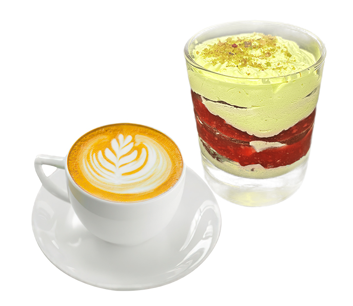 Кофе «Капучино», 150 мл + Трайфл фисташка-малина, 150 гр