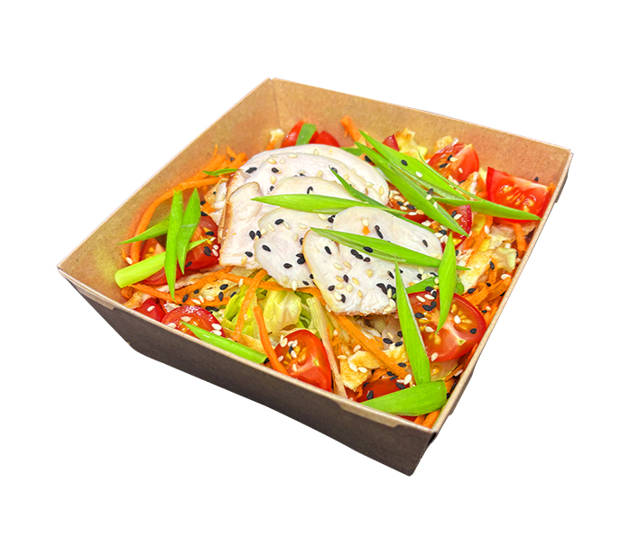 Салат с яичными блинчиками и копченной курицей, 210 гр